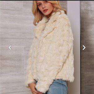 LANSHIFEI Winter Autume Fold Warm Thick Faux Fur Jacket Coat Outwear Beige